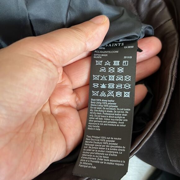 All Saints Catch (Cargo) leather Moto Jacket in Oxford Red - Picture 10 of 12